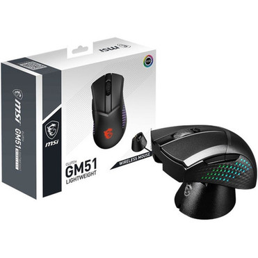 MSI Clutch GM51 Gaming Mouse - Optical - Wireless - Bluetooth - 240 GHz - Rechargeable - USB 30 USB 20 - 26000 dpi - 6 Buttons - CLUTCHGM51