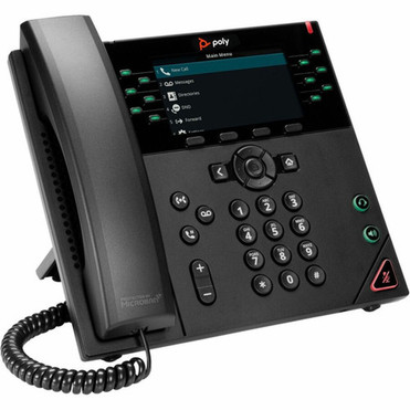 Poly VVX 450 IP Phone - Corded - Corded - Desktop Wall Mountable - Black - 12 x Total Line - VoIP - 2 x Network RJ-45 - PoE Ports 89B77AAABA