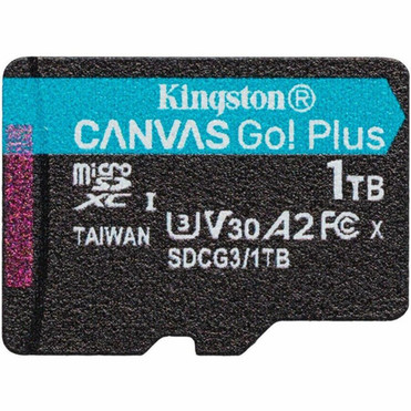 Kingston Canvas Go Plus 1 TB Class 10UHS-I U3 V30 microSDXC - 1 - 170 MBs Read - 90 MBs Write SDCG31TBSP