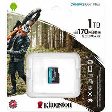 Kingston Canvas Go Plus 1 TB Class 10UHS-I U3 V30 microSDXC - 1 - 170 MBs Read - 90 MBs Write SDCG31TBSP