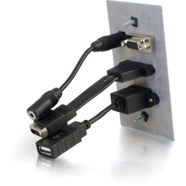C2G_HDMI_VGA_35mm_Audio_and_USB_Pass_Through_Single_Gang_Wall_Plate_-_Aluminum_-_1-gang_-_Aluminum_-_1_x_HDMI_Ports_-_1_x_Ports_39707 C2G_HDMI_VGA_35mm_Audio_and_USB_Pass_Through_Single_Gang_Wall_Plate_-_Aluminum_-_1-gang_-_Aluminum_-_1_x_HDMI_Ports_-_1_x_Ports_39707