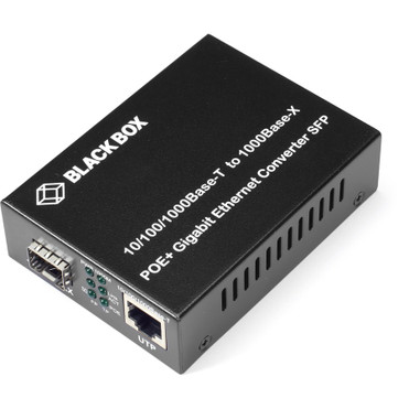 Black Box Pure Networking Gigabit Ethernet (1000-Mbps) PoE+ Media Converter - 1 x Network (RJ-45) - Gigabit Ethernet - 1000Base-X - 1 (Fleet Network)