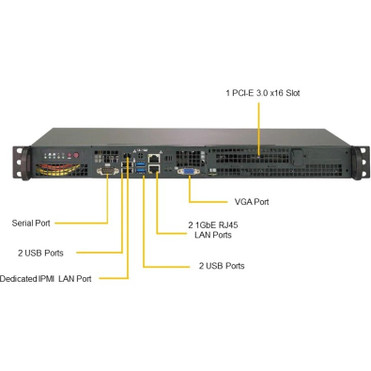 Supermicro SuperServer 5019C-FL Server Barebone System - 1U Rack-mountable - Socket H4 LGA-1151 - 1 x Processor Support - Intel C242 - (SYS-5019C-FL)