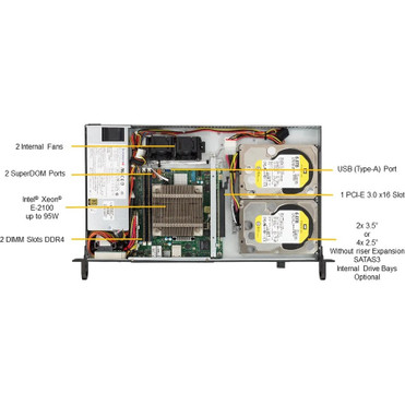 Supermicro SuperServer 5019C-FL Server Barebone System - 1U Rack-mountable - Socket H4 LGA-1151 - 1 x Processor Support - Intel C242 - (SYS-5019C-FL)