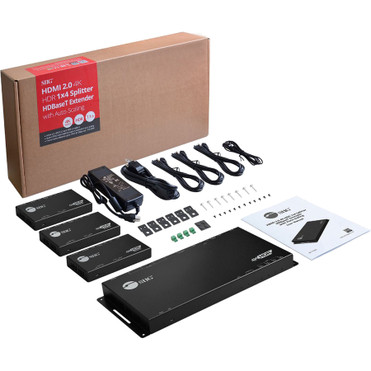 SIIG HDMI 2.0 4K HDR 1x4 Splitter HDBaseT Extender with Auto-scaling - 1 Input Device - 2 Output Device - 198 ft (60350.40 mm) Range - (CE-H24N11-S1)