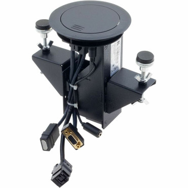 Kramer RTBUS-11 Round Table Mount Multi-Connection Solution - Pneumatic Lid - 120 V AC Round Desk Mountable - Black - Sandblasted (Fleet Network)