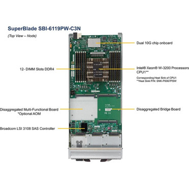 Supermicro SuperBlade SBI-6119P-T3N Server Barebone System - Blade - Socket P LGA-3647 - 1 x Processor Support - Intel C622 Chip - 3 - (SBI-6119P-T3N)