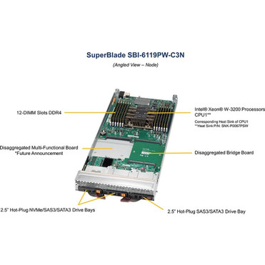 Supermicro SuperBlade SBI-6119P-T3N Server Barebone System - Blade - Socket P LGA-3647 - 1 x Processor Support - Intel C622 Chip - 3 - (SBI-6119P-T3N)