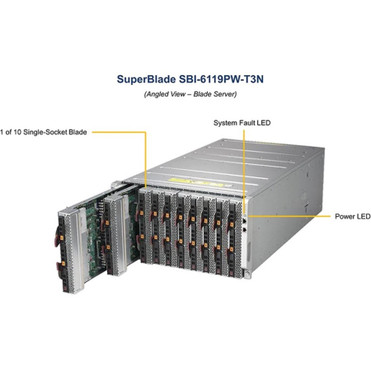 Supermicro SuperBlade SBI-6119PW-T3N Server Barebone System - Blade - Socket P LGA-3647 - 1 x Processor Support - Intel C622 Chip - 3 (SBI-6119PW-T3N)