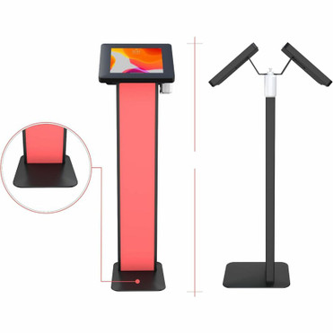 CTA Digital Premium Dual Enclosure Locking Floor Stand Kiosk with Graphic Card Slot and Soap Dispenser Bracket (Black) - Up to 11" mm) (PAD-PSTT2B)
