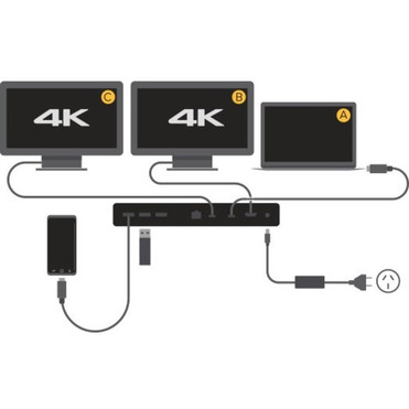 ALOGIC ThunderBolt 3 Dual Display Docking Station W/ 4K & Power Delivery - Black - for Notebook - 60 W - Thunderbolt 3 - 5 x USB Ports (TB3D2D24K-H)