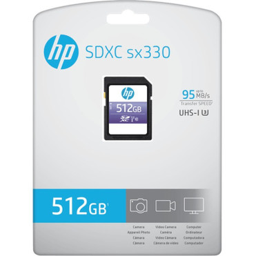 HP sx330 512 GB Class 10/UHS-I (U3) SDXC - 95 MB/s Read - 2 Year Warranty (P-SD512U395HPSX-GE)