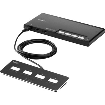 Belkin 4-Port Single Head Modular Secure KVM Switch Base Unit PP4.0 W/ Remote - 4 Computer(s) - 1 Local User(s) - 3840 x 2160 - 4 x - (F1DN104MOD-BA-4)