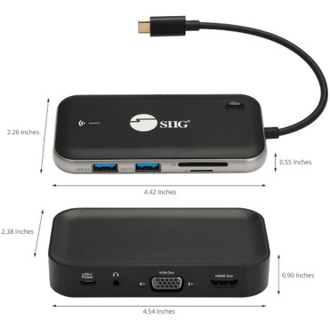 SIIG Wireless USB-C Video Hub Extender (1 Transmitter + 1 Receiver) - 1 Input Device - 2 Output Device - 32.81 ft (10000 mm) Range - 3 (CE-H26P11-S1)