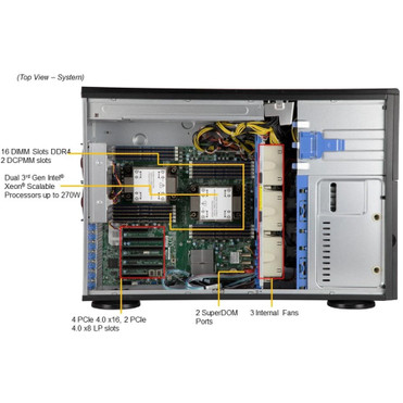 Supermicro SuperServer 740P-TR Server Barebone System - 4U Tower - Socket LGA-4189 - 2 x Processor Support - Intel C621A Chip - 4 TB - (SYS-740P-TR)