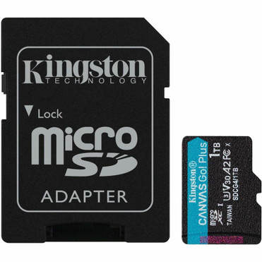 Kingston Canvas Go! Plus 1 TB Class 10/UHS-I (U3) V30 microSDXC - 200 MB/s Read - 160 MB/s Write - Lifetime Warranty (Fleet Network)
