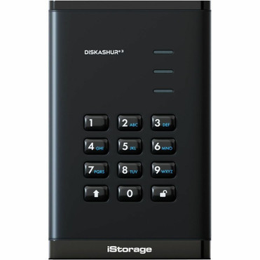 iStorage diskAshur3 500 GB Portable Hard Drive - 2.5" External - Black  - Printer, Scanner, Camera Device Supported - USB 3.2 (Gen 1) (Fleet Network)