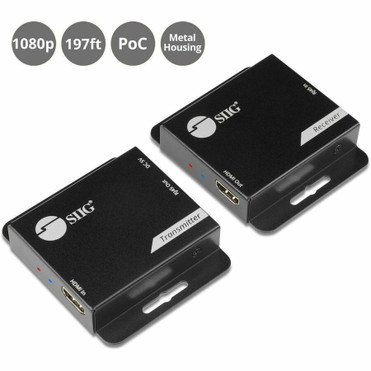SIIG Full HD HDMI Extender with IR - 164 ft (49987.20 mm) Range - 2 x Network (RJ-45) - 1 x HDMI In - 1 x HDMI Out - 1 - 1 - 1080p, - (CE-H3EX01-S1)