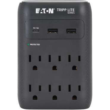 Tripp Lite series Protect It! SK60CB 6-Outlets Surge Suppressor/Protector - Black - NEMA 5-15P - 6 x NEMA 5-15R, 1 x USB Type C, 2 x A (Fleet Network)