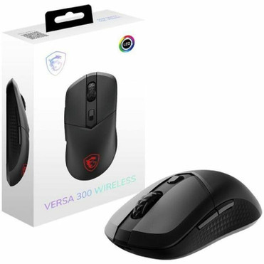 MSI Versa 300 Gaming Mouse - Optical - Cable/Wireless - Bluetooth/Radio Frequency - 2.40 GHz - Rechargeable - Black - USB 2.0 - 8000 - (VERSA300W)