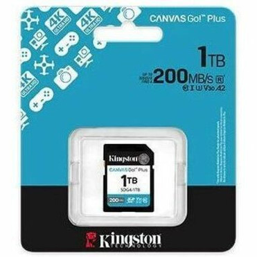 Kingston Canvas Go! Plus 1 TB Class 10/UHS-I (U3) V30 SDXC - 200 MB/s Read - 160 MB/s Write - Lifetime Warranty (SDG4/1TB)