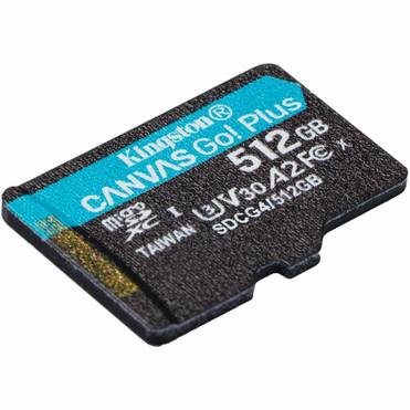 Kingston Canvas Go! Plus 512 GB Class 10/UHS-I (U3) V30 microSDXC - 1 Pack - 200 MB/s Read - 160 MB/s Write - Lifetime Warranty (SDCG4/512GBSP)