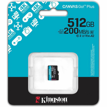 Kingston Canvas Go! Plus 512 GB Class 10/UHS-I (U3) V30 microSDXC - 1 Pack - 200 MB/s Read - 160 MB/s Write - Lifetime Warranty (SDCG4/512GBSP)