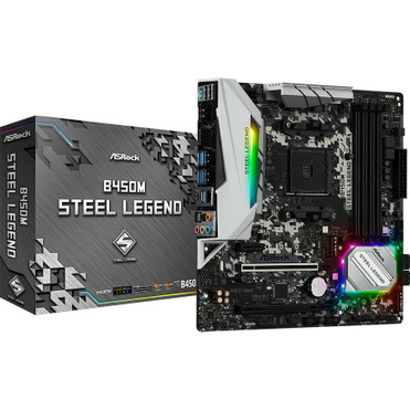 ASRock Prime B450M Steel Legend Desktop Motherboard - AMD B450 Chipset - Socket AM4 - Micro ATX - 64 GB DDR4 SDRAM Maximum RAM - DIMM (B450M STEEL LEGEND)