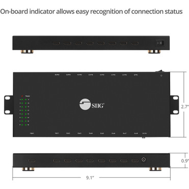 SIIG 1x16 HDMI Splitter with 3D and 4Kx2K - 3840 × 2160 - 1 x HDMI In - 16 x HDMI Out - Metal (CE-H24Q11-S1)