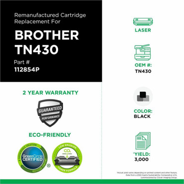 CIG Remanufactured Standard Yield Laser Toner Cartridge Brother TN430, Brother TN6300, Dataproducts DPCPB16C, Pitney Bowes 817-5 - - 1 (112854P)