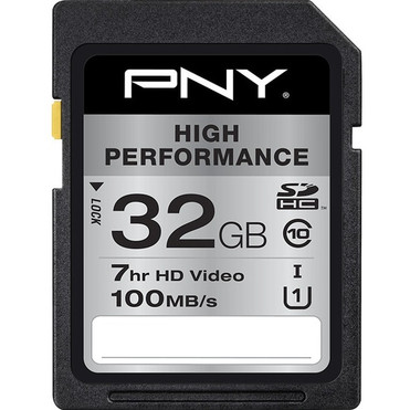 PNY High Performance 32 GB Class 10/UHS-I (U1) SDHC - 100 MB/s Read - Lifetime Warranty (Fleet Network)