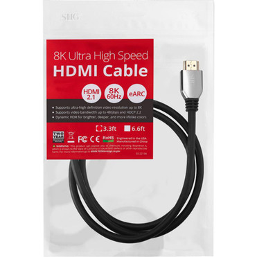 SIIG 8K Ultra High Speed HDMI Cable - 6.6ft - 6.6 ft (2.01 m) HDMI A/V Cable for Audio/Video Device, Desktop Computer, Notebook, TV, - (CB-H21511-S1)