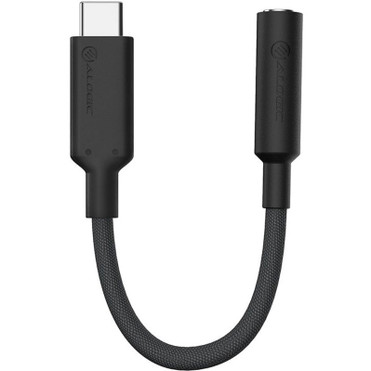 ALOGIC Elements PRO 10cm USB-C to 3.5mm Audio Adapter - Black - 3.9" (100 mm) Mini-phone/USB-C Audio Cable for Audio Device, Phone, - (ELPC35A-BK)