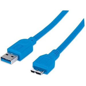 Manhattan SuperSpeed USB 3.0 A Male to Micro B Male Device Cable, 5 Gbps, 3 ft (1m), Blue - 3.3 ft (1.01 m) USB/USB-B Data Transfer - (Fleet Network)
