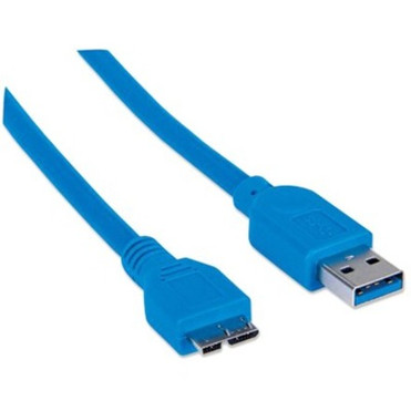 Manhattan SuperSpeed USB 3.0 A Male to Micro B Male Device Cable, 5 Gbps, 3 ft (1m), Blue - 3.3 ft (1.01 m) USB/USB-B Data Transfer - (325417)