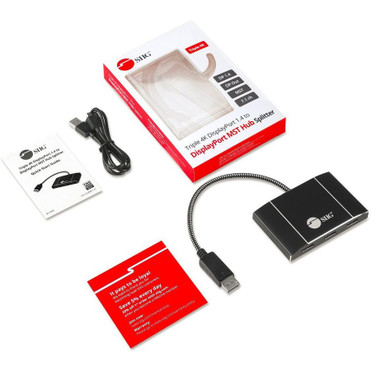 SIIG 1x3 Triple 4K DisplayPort 1.4 to DisplayPort MST Hub Splitter - DisplayPort A/V Cable for Monitor, Graphics Card, Desktop Tablet, (CE-DP0P11-S1)