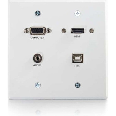 C2G_VGA__35mm_Double_Gang_Wall_Plate__HDMI_and_USB_Pass_Through_-_White_-_2-gang_-_White_-_Aluminum_-_1_x_HDMI_Ports_-_1_x_VGA_60146