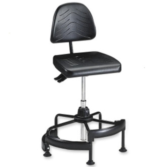 Safco TaskMaster Deluxe Industrial Chair - Black Seat Color - Polyurethane Seat Material - Steel Frame Material - 1 Each (Fleet Network)