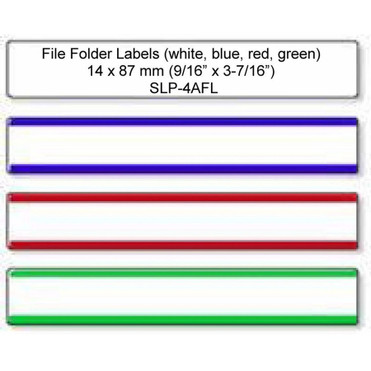 Seiko SmartLabel SLP-4AFL File Folder Label - 0.56" Width x 3.43" Length - 130/Roll - 0.79" Core - 4 Roll - Yellow, Pink, Blue, Green (SLP-4AFL)