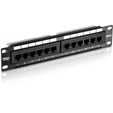 TRENDnet 12-Port Cat6 Unshielded Patch Panel, TC-P12C6, 10 Inch Wide, 12 x Gigabit RJ-45 Ethernet Ports, Metal Housing, 250MHz for & - (TC-P12C6)