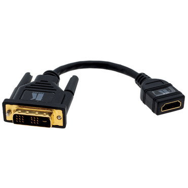 Kramer ADC-DM/HF Audio Video Cable - 1 ft DVI/HDMI A/V Cable for Audio/Video Device - First End: 1 x DVI-D Digital Video - Male - End: (Fleet Network)