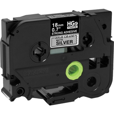 Brother HGES9415PK Black on Matte Silver Extra-Strength Adhesive Label Tape - x 45/64" (17.78 mm) Width - Thermal Transfer - Matte - - (HGES9415PK)