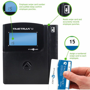 Pyramid Time Systems TimeTrax EZ Swipe Time Clock System, Ethernet - Magnetic Strip - 50, Upgradeable To 500 - Digital - Week, Month, (TTEZEK)