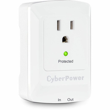 CyberPower CSP100TW Professional 1-Outlet Surge Suppressor with RJ-11 and Wall Tap Plug - Plain Brown Boxes - 1 x NEMA 5-15R - 900 J - (Fleet Network)
