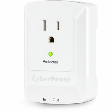 CyberPower CSP100TW Professional 1-Outlet Surge Suppressor with RJ-11 and Wall Tap Plug - Plain Brown Boxes - 1 x NEMA 5-15R - 900 J - (CSP100TW)