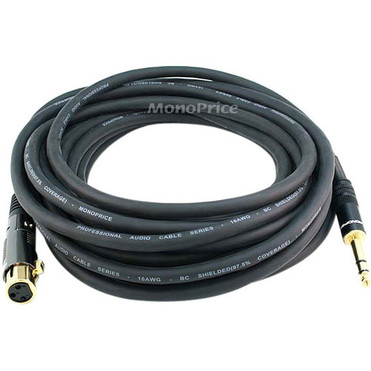 Monoprice 25ft Premier Series XLR Female to 1/4inch TRS Male 16AWG Cable (Gold Plated) - 25 ft (7.62 m) 6.35mm/XLR Audio Cable for - 1 (Fleet Network)