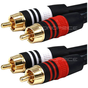 Monoprice 75ft Premium 2 RCA Plug/2 RCA Plug M/M 22AWG Cable - Black - 75 ft (22.86 m) Coaxial Audio Cable for Audio Device - First 2 (5349)