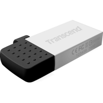 Transcend 32GB JetFlash 380S USB 2.0 On-The-Go Flash Drive - 32 GB - USB 2.0 Type A, Micro USB 2.0 - Silver (TS32GJF380S)