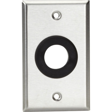 Black Box A/V Stainless Wallplate, Single-Gang, Rubber Grommet, 1" Hole - 1-gang - Wall Mount - Stainless - Stainless Steel, Rubber (Fleet Network)
