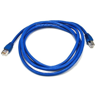 Monoprice 7FT 24AWG Cat6A 500MHz STP Ethernet Bare Copper Network Cable - Blue - 7 ft Category 6a Network Cable for Network Device - 1 (Fleet Network)
